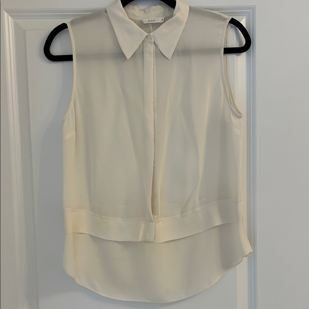 A.L.C. Ivory Silk Sleeveless Blouse
